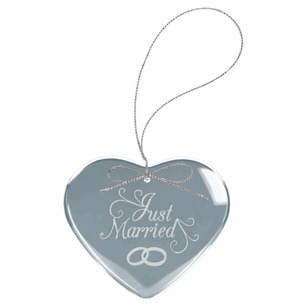 3" Clear Heart Glass Ornament with Silver String