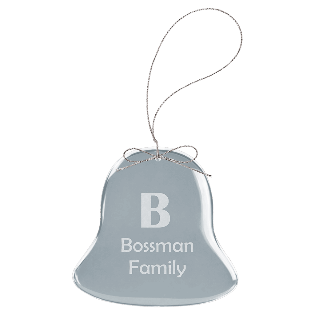 3" Clear Bell Glass Ornament with Silver String