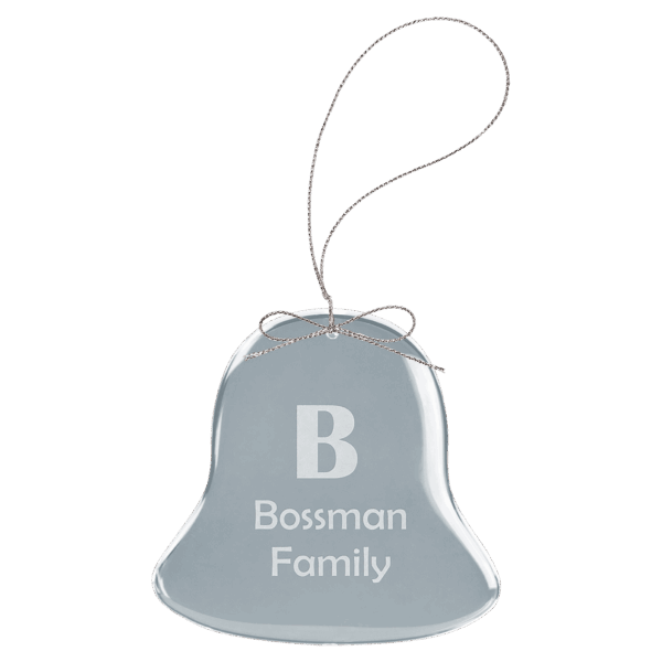 3" Clear Bell Glass Ornament with Silver String