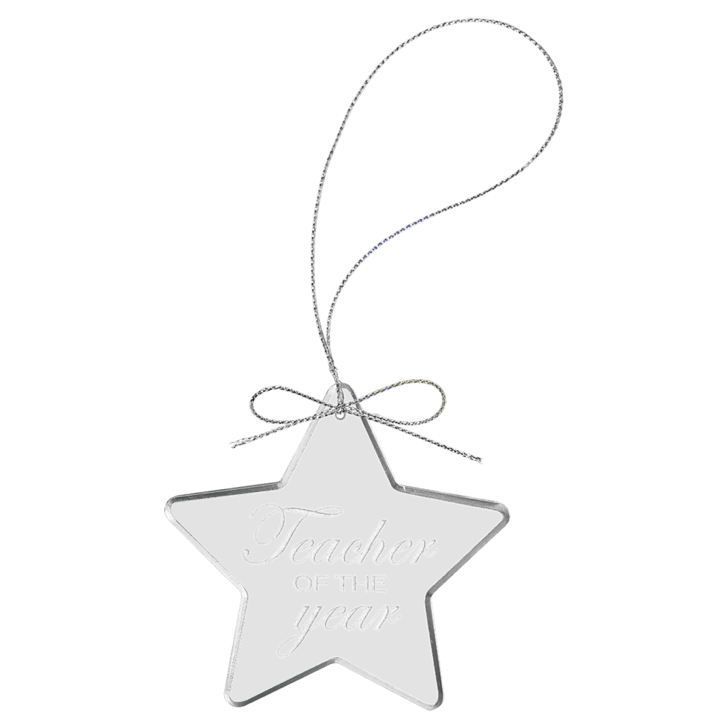 3 1/4" Clear Star Glass Ornament with Silver String