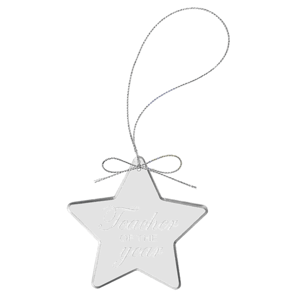3 1/4" Clear Star Glass Ornament with Silver String
