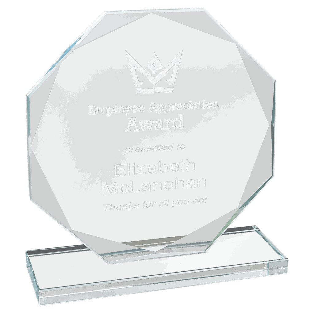 6" Octagon Clear Glass Award