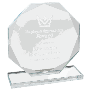 6" Octagon Clear Glass Award