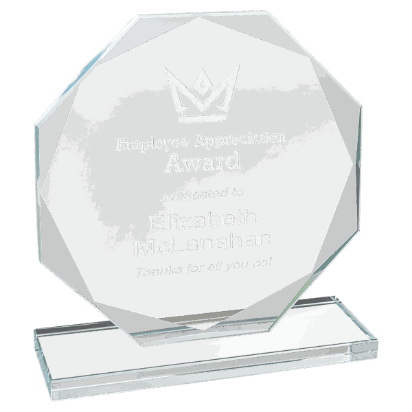 6" Octagon Clear Glass Award