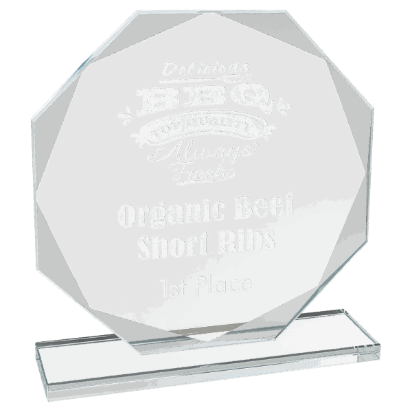 7 1/2" Octagon Clear Glass Award