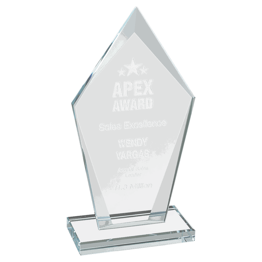 6 3/4" Diamond Clear Glass Award