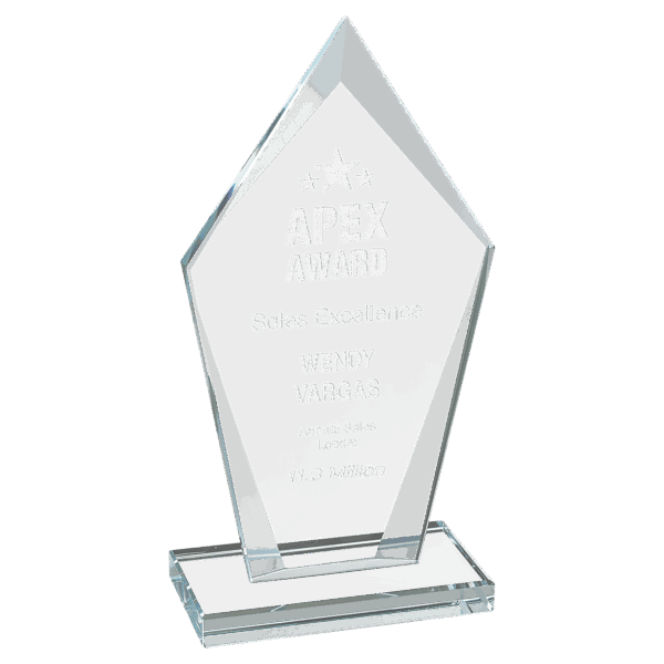 6 3/4" Diamond Clear Glass Award