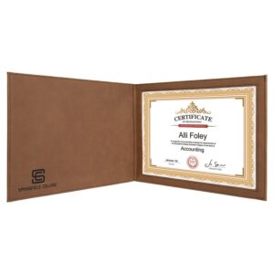 9" x 12" Dark Brown Laserable Leatherette Certificate Holder for 8 1/2" x 11"