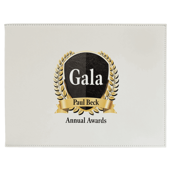 9" x 12" White Laserable Leatherette Certificate Holder