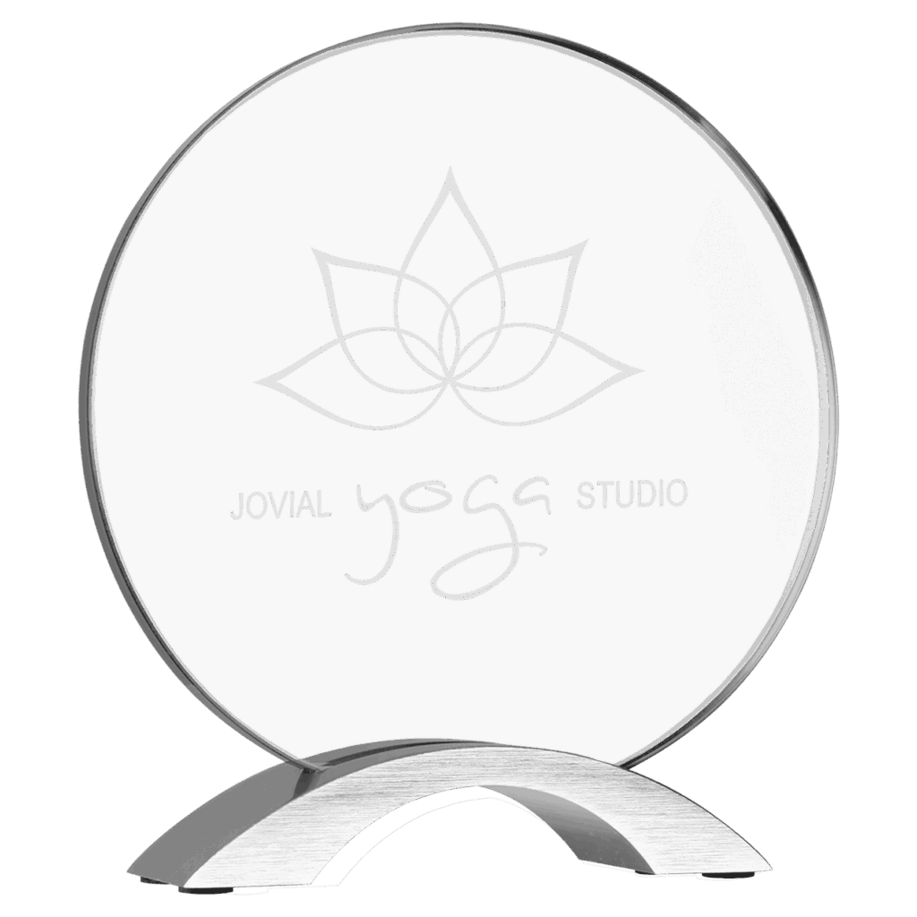 7 1/4" Round Cosmic Acrylic with Silver Base
