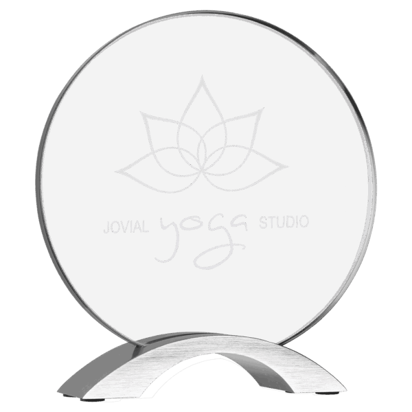 7 1/4" Round Cosmic Acrylic with Silver Base