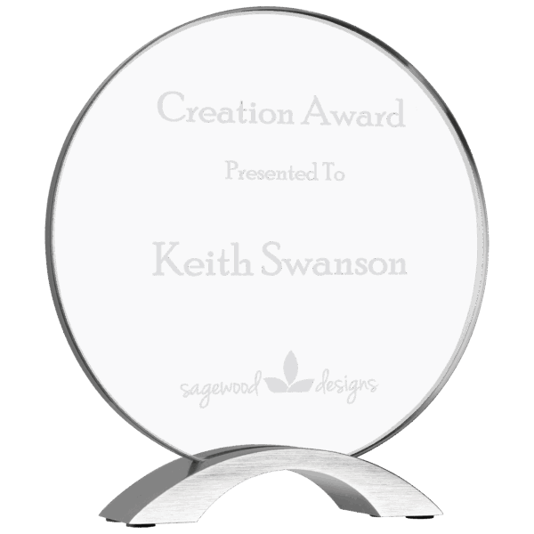 8 1/2" Round Cosmic Acrylic with Silver Base