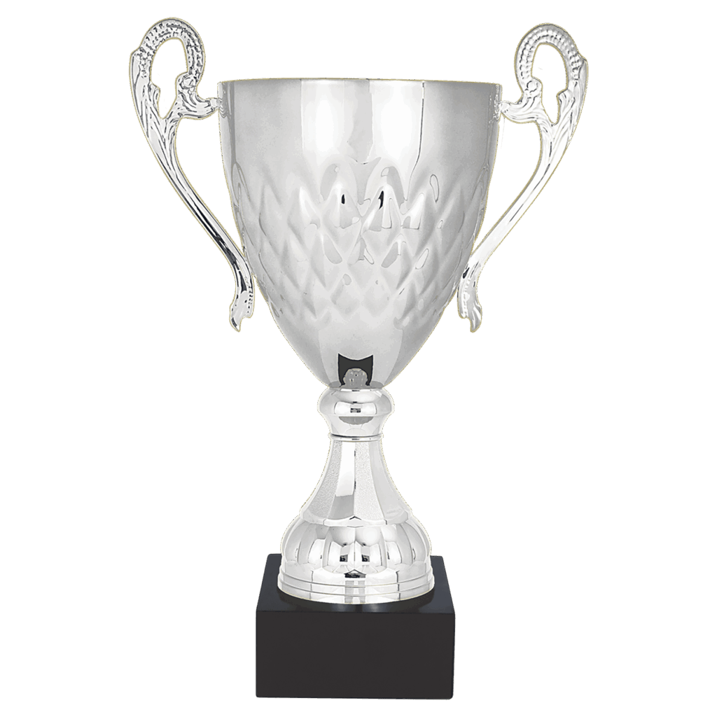 19 3/4" Silver Completed Metal Cup with Black Marble Base