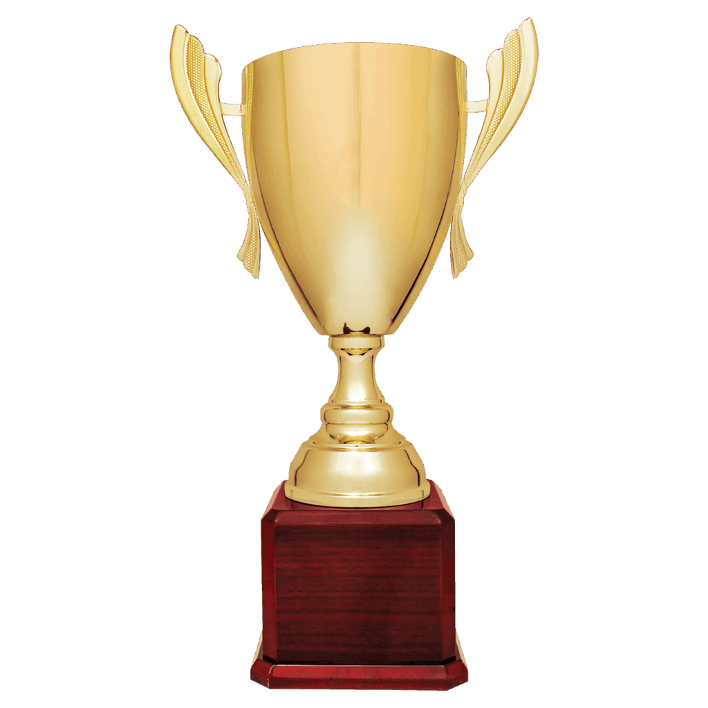 22" Gold Completed Metal Cup Trophy on Rosewood Royal Piano Finish Base