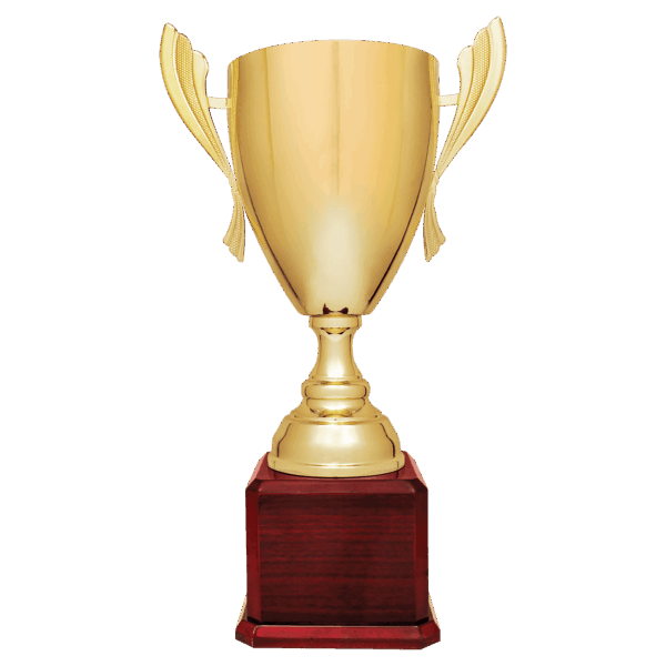 22" Gold Completed Metal Cup Trophy on Rosewood Royal Piano Finish Base