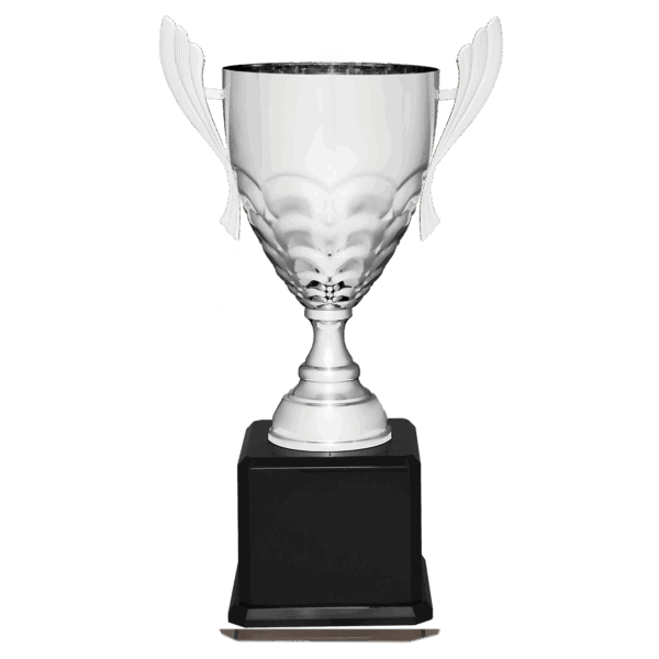 23 1/2" Silver Completed Metal Cup Trophy on Black Royal Piano Finish Base