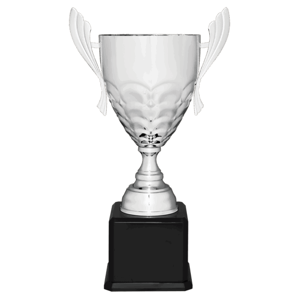 25 1/4" Silver Completed Metal Cup Trophy on Black Royal Piano Finish Base