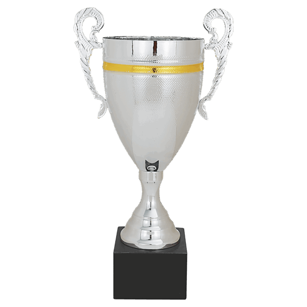 15 3/4" Silver/Gold Completed Metal Cup with Black Marble Base