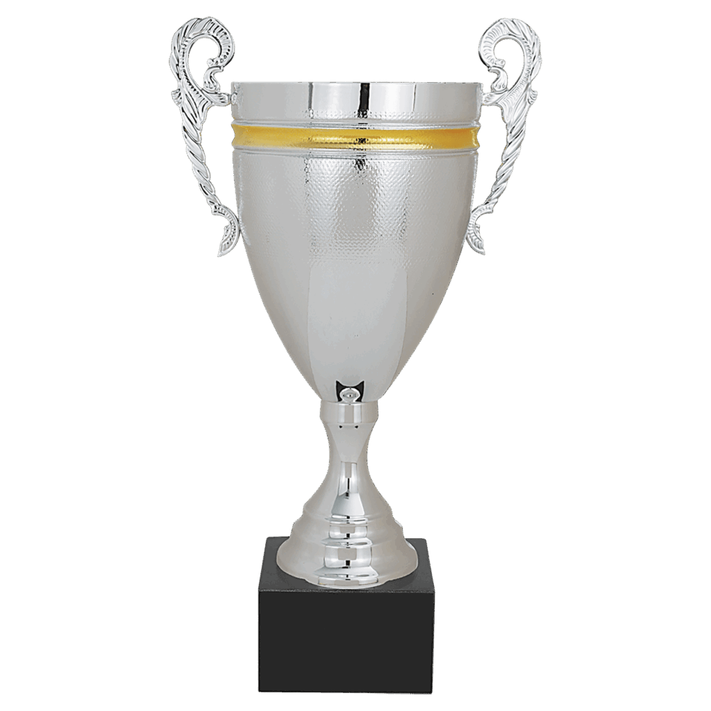 16 3/4" Silver/Gold Completed Metal Cup with Black Marble Base