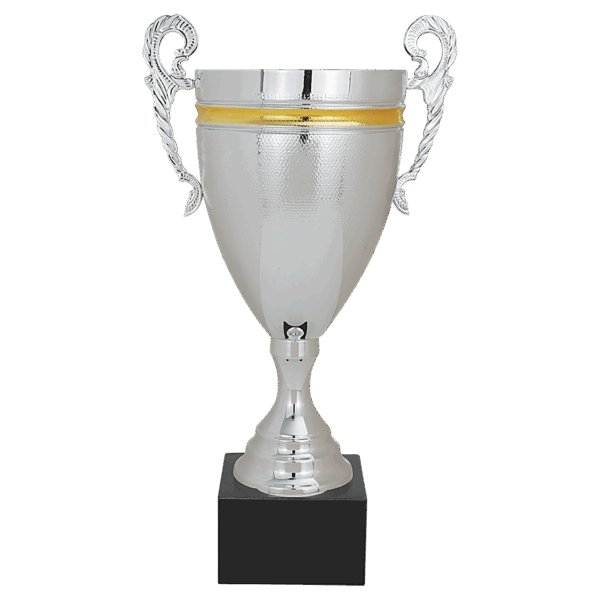 16 3/4" Silver/Gold Completed Metal Cup with Black Marble Base