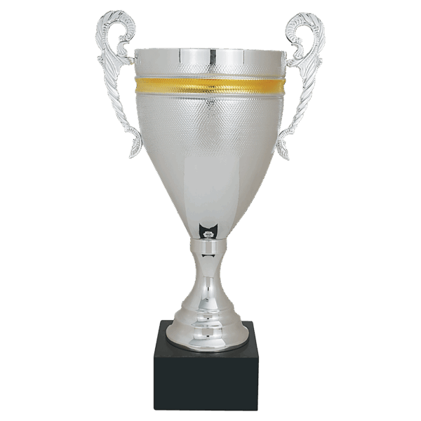 17 3/4" Silver/Gold Completed Metal Cup with Black Marble Base