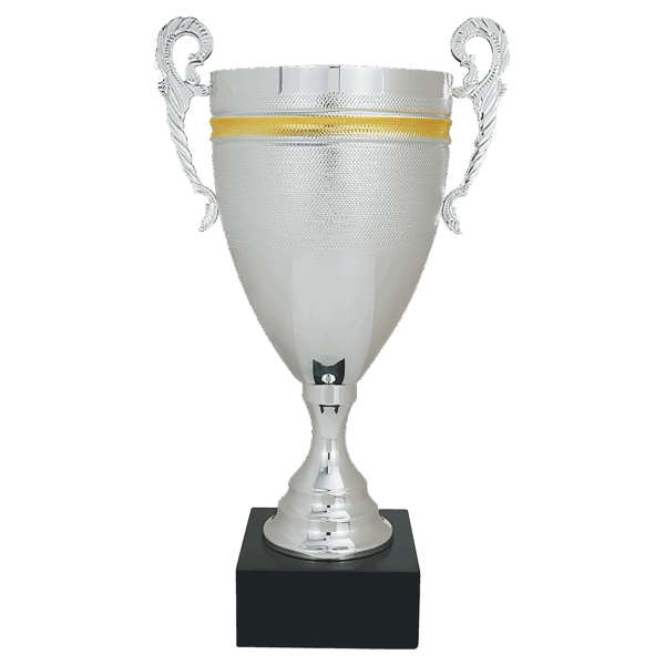 20 1/4" Silver/Gold Completed Metal Cup with Black Marble Base