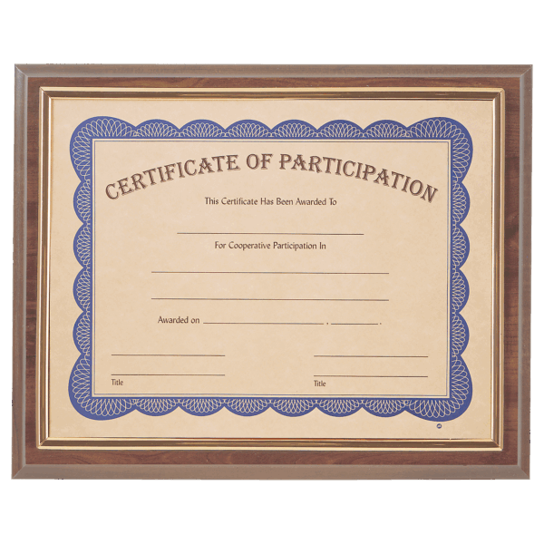 13" x 10 1/2" Cherry Finish Slide-in Plaque w/ 8 1/2" x 11" Frame