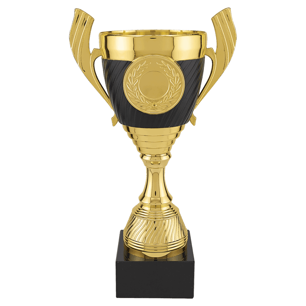 10 3/4" Gold with Black Completed Plastic Cup Trophy with Black Marble Base