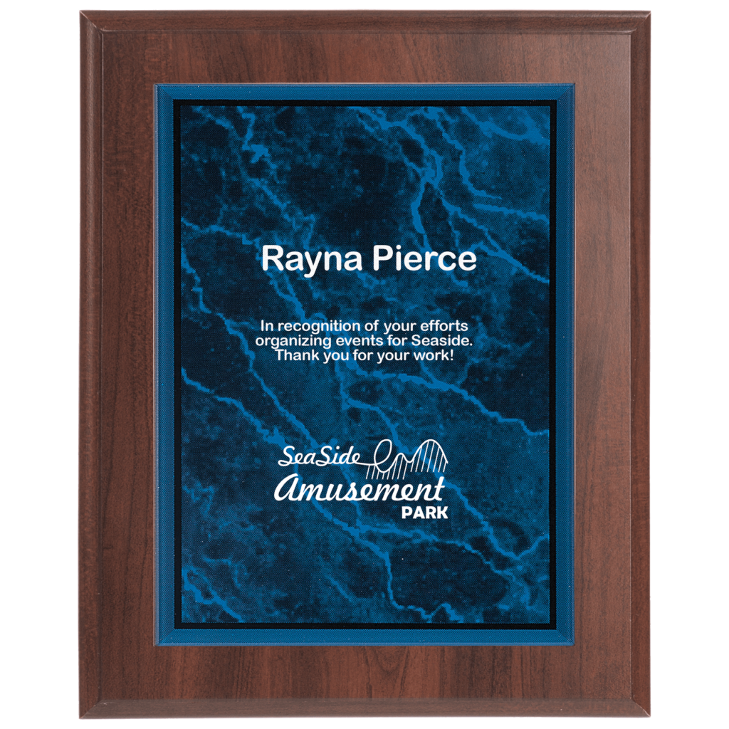 7" x 10" Blue Marble Acrylic Plaque Plate