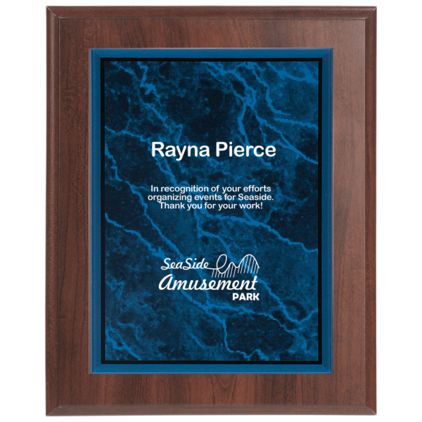 7" x 10" Blue Marble Acrylic Plaque Plate