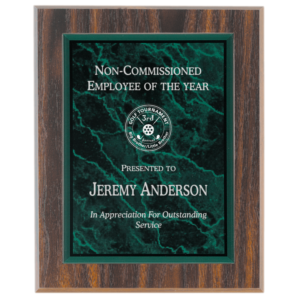 7" x 10" Green Marble Acrylic Plaque Plate