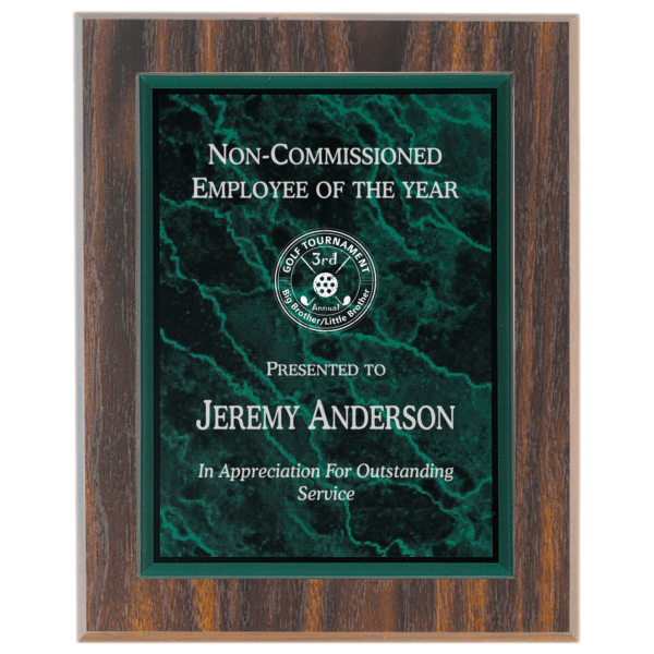 7" x 10" Green Marble Acrylic Plaque Plate