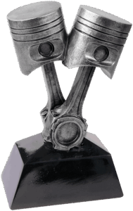 7" Antique Silver Piston Resin