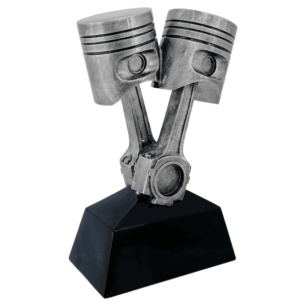 9" Antique Silver Piston Resin