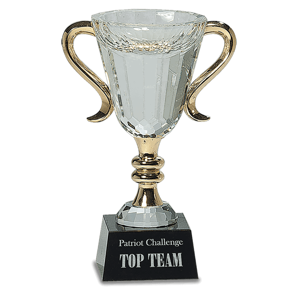 7 1/4" Crystal Cup with Gold Handles and Stem