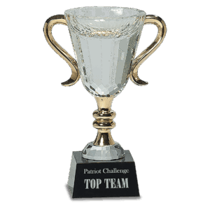 7 1/4" Crystal Cup with Gold Handles and Stem
