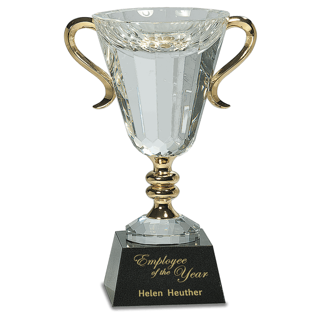10" Crystal Cup with Gold Handles and Stem