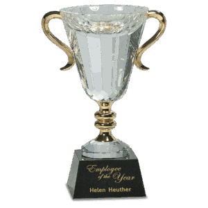 10" Crystal Cup with Gold Handles and Stem