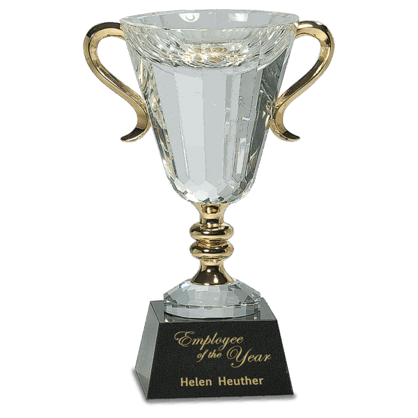 10" Crystal Cup with Gold Handles and Stem