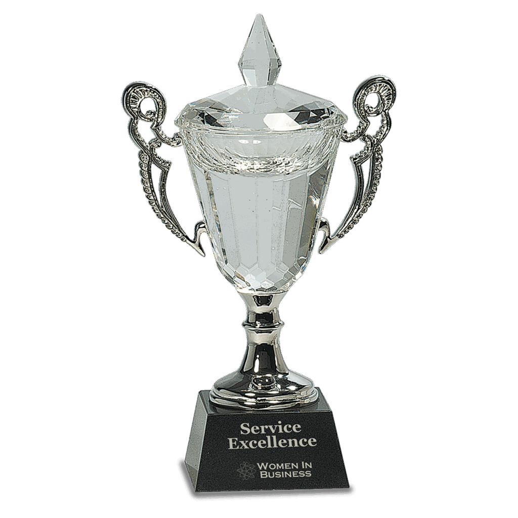 9 1/2" Crystal Cup with Silver Handles and Stem