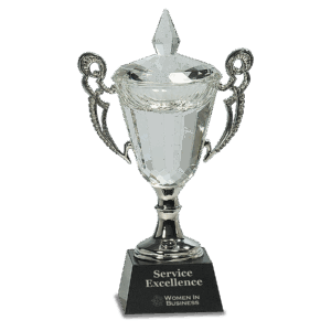9 1/2" Crystal Cup with Silver Handles and Stem