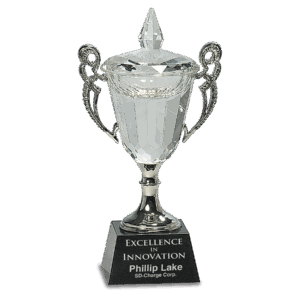 8" Crystal Cup with Silver Handles and Stem