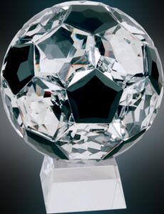 7 1/2" Crystal Soccer Ball on Clear Base