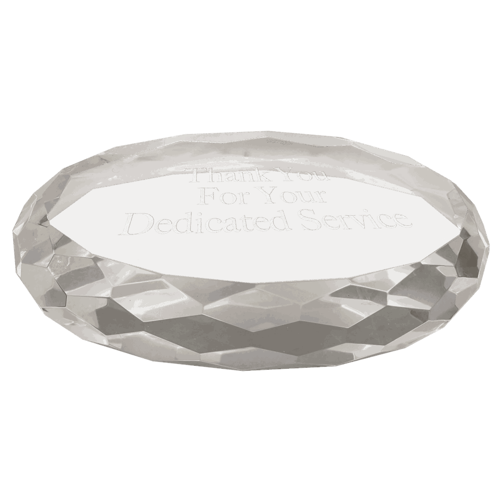 4" x 2 3/4" Clear Oval Crystal Paperweight