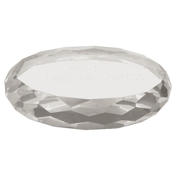 4" x 2 3/4" Clear Oval Crystal Paperweight