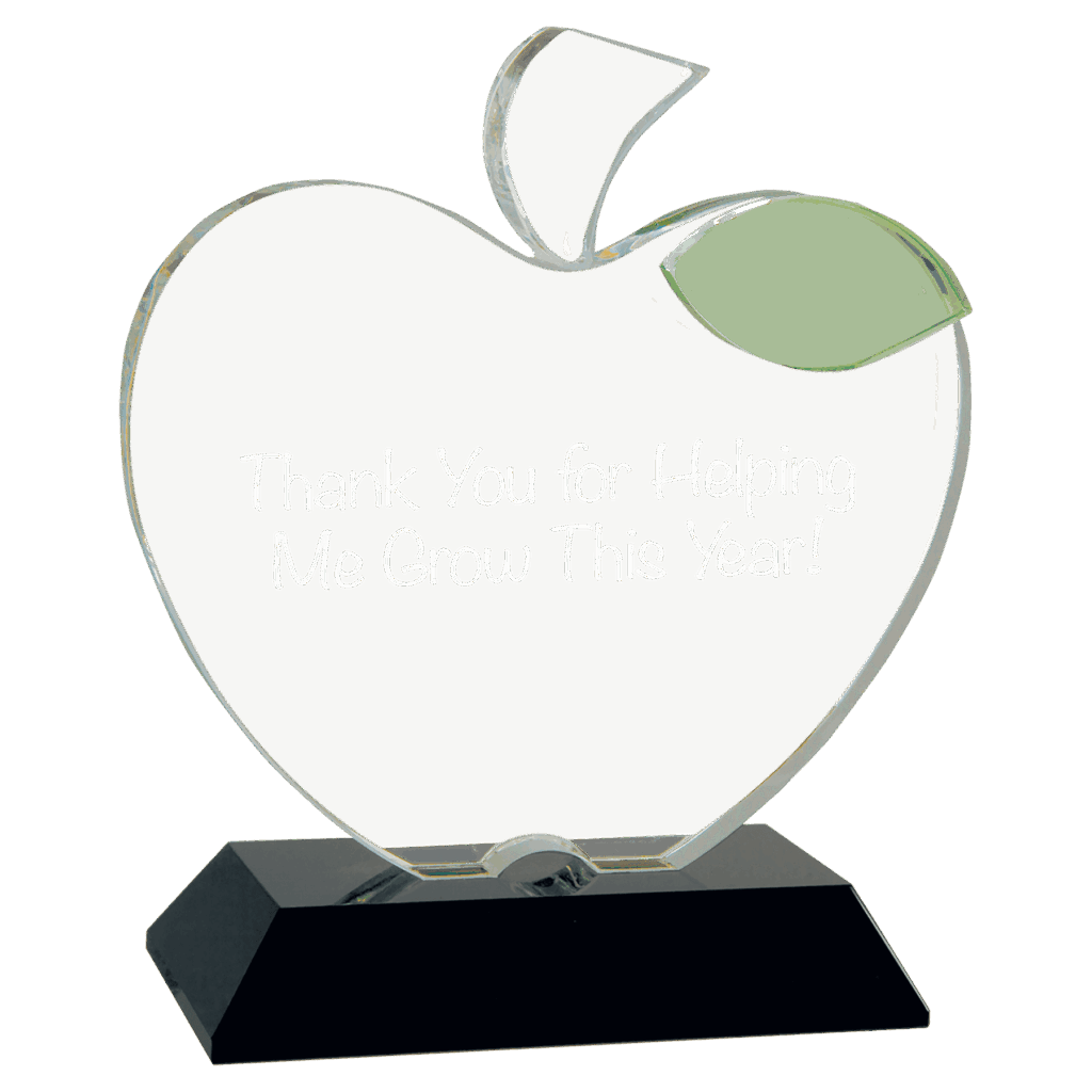 5 1/2" x 6 1/4" Crystal Apple on Black Base