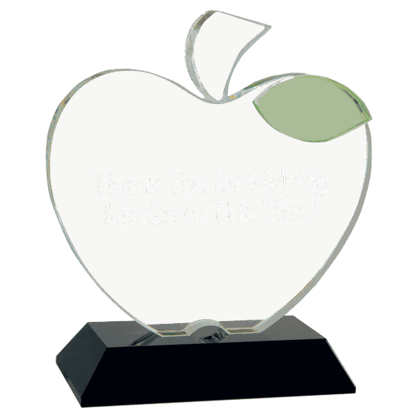 5 1/2" x 6 1/4" Crystal Apple on Black Base