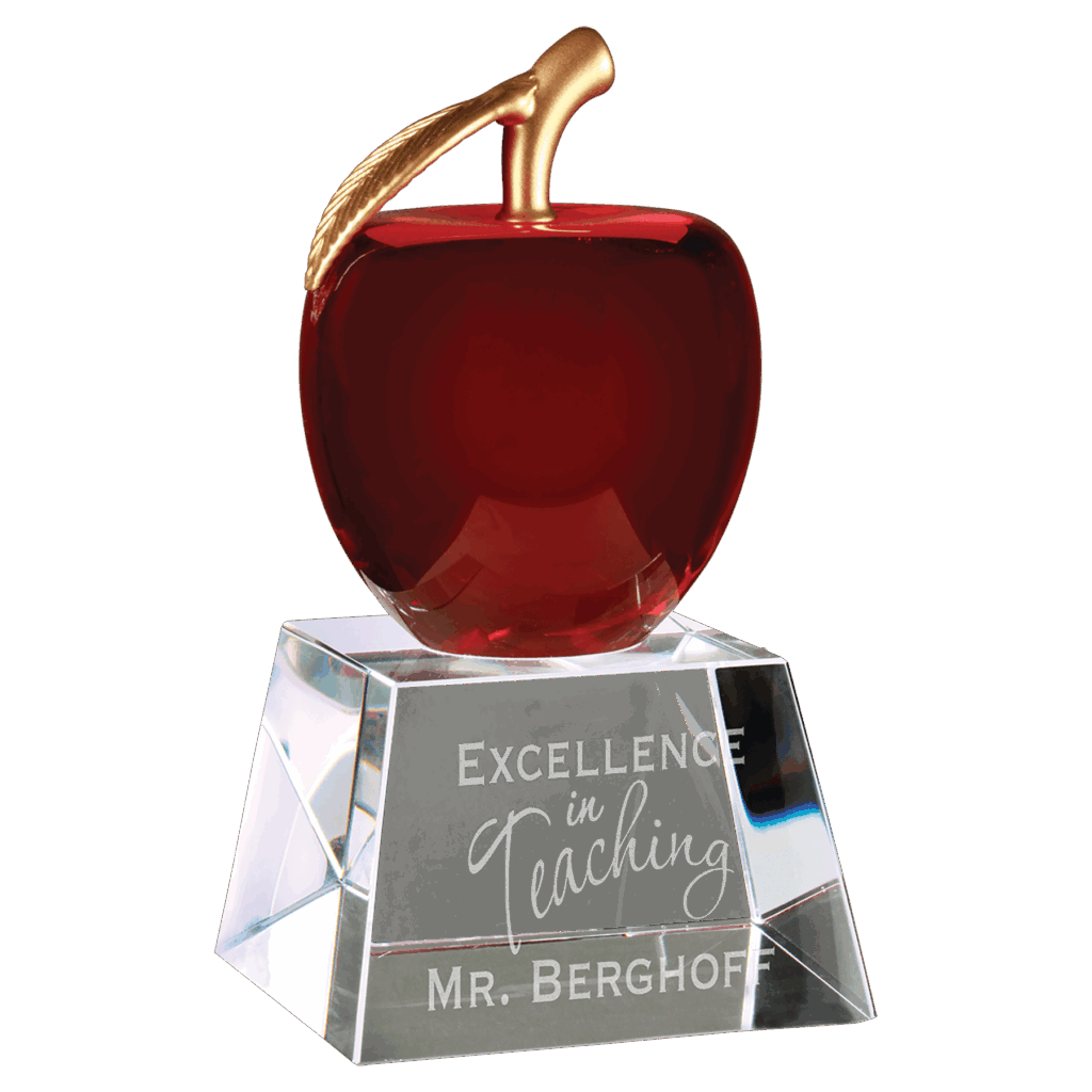 6" Red Crystal Apple with Clear Base