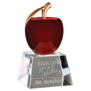 6" Red Crystal Apple with Clear Base