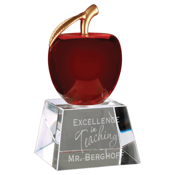 6" Red Crystal Apple with Clear Base